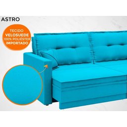 Sofá Astro 2,20M Sem Caixa, Retrátil e Reclinável Velosuede Turquesa - Netsofás - 6