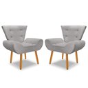 Ver imagem 2 de Kit 2 Poltrona Emilia +puff Redondo Decorativo:cinza