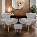 Ver imagem 1 de Kit 2 Poltrona Emilia +puff Redondo Decorativo:cinza