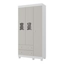 Ver imagem 2 de Guarda-roupa Infantil 92cm com Vidro 3 Portas e 2 Gavetas Fofura Multimóveis Mp4482 Branco/off