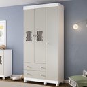 Ver imagem 1 de Guarda-roupa Infantil 92cm com Vidro 3 Portas e 2 Gavetas Fofura Multimóveis Mp4482 Branco/off