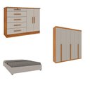 Ver imagem 1 de Quarto Casal Completo Guarda-Roupa Milano, Cama Mônaco e Cômoda Istambul Espresso Móveis Bege/Cinamomo/Off White