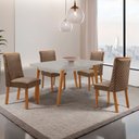 Ver imagem 1 de Mesa de Jantar Copper 120cm Tampo MDF Vidro Canto Copo com 4 Cadeiras Yasmin