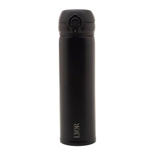 Garrafa Térmica Dupla Parede de Aço Inox com Tampa Flip Preta 410 Ml 4683 - Lyor
