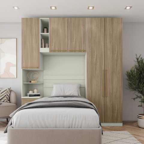 Quarto Modulado Solteiro Completo 5 Portas 6 Gavetas