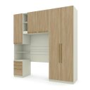 Ver imagem 2 de Guarda Roupa Solteiro com Cabeceira 5 Portas e 6 Gavetas Seletto Areia/Jequitibá Marrom/HP