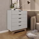 Ver imagem 1 de Cômoda Alice 5 Gavetas em 100% MDF 95x81x40 cm Yescasa Louro Freijó