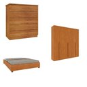 Ver imagem 1 de Quarto Casal Completo Guarda-Roupa Milano, Cama Mônaco e Cômoda Premium Espresso Móveis Bege/Cinamomo