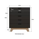 Ver imagem 3 de Cômoda para Quarto 5 Gavetas MDF Alice Yescasa Preto/Louro Freijó