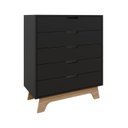 Ver imagem 2 de Cômoda para Quarto 5 Gavetas MDF Alice Yescasa Preto/Louro Freijó