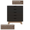 Ver imagem 7 de Cômoda para Quarto 5 Gavetas MDF Alice Yescasa Preto/Louro Freijó