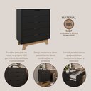 Ver imagem 6 de Cômoda para Quarto 5 Gavetas MDF Alice Yescasa Preto/Louro Freijó