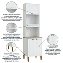 Ver imagem 5 de Torre Quente de Cozinha 3 Portas e 2 Nichos para Forno e Microondas Branco Nobre