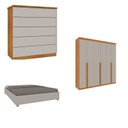 Ver imagem 1 de Quarto Casal Completo Guarda-Roupa Milano, Cama Mônaco e Cômoda Premium Espresso Móveis Bege/Cinamomo/Off White