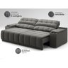 Sofá com Porta Copos Carregador Usb Ret Rec Samurai 2,50m Velosuede Cinza - Netsofas - 6
