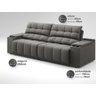 Sofá com Porta Copos Carregador Usb Ret Rec Samurai 2,50m Velosuede Cinza - Netsofas - 4
