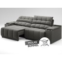 Ver imagem 7 de Sofá com Porta Copos Carregador Usb Ret Rec Samurai 2,50m Velosuede Cinza - Netsofas