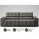 Ver imagem 5 de Sofá com Porta Copos Carregador Usb Ret Rec Samurai 2,50m Velosuede Cinza - Netsofas