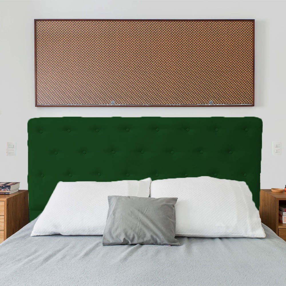 Cabeceira Casal King Juliana 190cm Para Cama Box Suede Verde - DS Estofados - 2