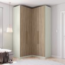 Ver imagem 1 de Guarda-Roupa Modulado de Canto 4 Portas 3 Gavetas Seletto Marrom/Areia/Jequitibá