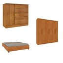Ver imagem 1 de Quarto Casal Completo Guarda-Roupa Lima, Cama Mônaco e Cômoda Chicago Espresso Móveis Bege/Cinamomo