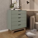 Ver imagem 1 de Cômoda Alice 5 Gavetas em 100% MDF 95x81x40 cm Yescasa Verde/Louro Freijó