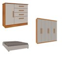 Ver imagem 1 de Quarto Casal Completo Guarda-Roupa Lima, Cama Mônaco e Cômoda Chicago Espresso Móveis Bege/Cinamomo/Off White