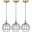 Ver imagem 1 de 3 Pendentes Aramado Globo Preto Luminária Lustre Industrial Teto Vintage Dourado Agp Ilumini
