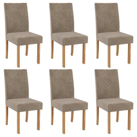 Kit 6 Cadeiras para Sala de Jantar Elegance Marrom/Mel/Caramelo
