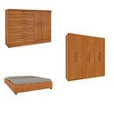 Ver imagem 1 de Quarto Casal Completo Guarda-Roupa Lima, Cama Mônaco e Cômoda Istambul Espresso Móveis Bege/Cinamomo