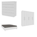 Ver imagem 1 de Quarto Casal Completo Guarda-Roupa Lima, Cama Mônaco e Cômoda Premium Espresso Móveis Branco/Neve