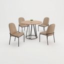 Ver imagem 2 de Conjunto para Sala de Jantar Mesa Ômega Tampo Redondo 90x90 com 4 Cadeiras Rubi