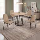 Ver imagem 1 de Conjunto para Sala de Jantar Mesa Ômega Tampo Redondo 90x90 com 4 Cadeiras Rubi