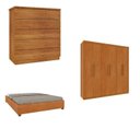 Ver imagem 1 de Quarto Casal Completo Guarda-Roupa Lima, Cama Mônaco e Cômoda Premium Espresso Móveis Bege/Cinamomo