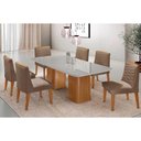 Ver imagem 1 de Conjunto Mesa Maldivas C/ Tampo Madeirado C/ Vidro Canto Curvo 180x90cm e 6 Cadeiras Maldivas