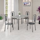 Ver imagem 1 de Conjunto de Mesa Tubular 120cm x 75cm Tampo Granito Topázio com 4 Cadeiras Lívia Prata/Preto