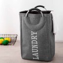 Ver imagem 6 de Cesto Organizador Bolsa Dobrável com Alça Cinza