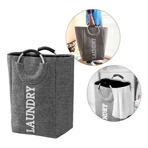 Cesto Organizador Bolsa Dobrável com Alça Cinza