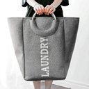 Ver imagem 5 de Cesto Organizador Bolsa Dobrável com Alça Cinza