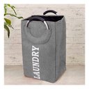 Ver imagem 7 de Cesto Organizador Bolsa Dobrável com Alça Cinza