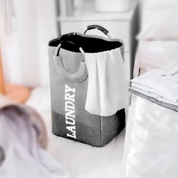Cesto Organizador Bolsa Dobrável com Alça Cinza - 3
