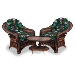 Conjunto de Poltronas Fibra Sintética Janaína - 2 Poltronas + 1 Mesa Centro - Tecido Acordes - 1 Conjunto de Poltronas Fibra Sintética Janaína - 2 Poltronas + 1 Mesa Centro - Tecido Acordes - 1