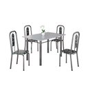 Ver imagem 2 de Conjunto de Mesa Tubular 120cm x 75cm Tampo Granito Ocre com 4 Cadeiras Lívia Prata/Preto