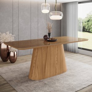 Mesa Olívia para 8 Lugares Tampo 200cm com Vidro Canto Arredondado