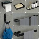 Ver imagem 1 de Kit Acessórios Para Banheiro Preto Fosco 6 Peças MAX