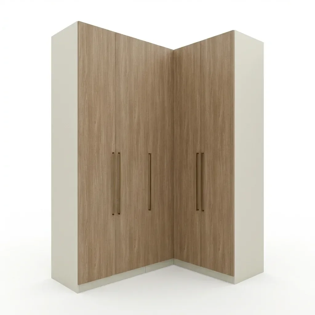 Ver imagem 2 de Guarda Roupa Modulado de Canto 5 Portas 3 Gavetas Seletto Areia/Jequitibá