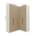Ver imagem 3 de Guarda Roupa Modulado de Canto 5 Portas 3 Gavetas Seletto Areia/Jequitibá Marrom