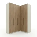Ver imagem 2 de Guarda Roupa Modulado de Canto 5 Portas 3 Gavetas Seletto Areia/Jequitibá Marrom