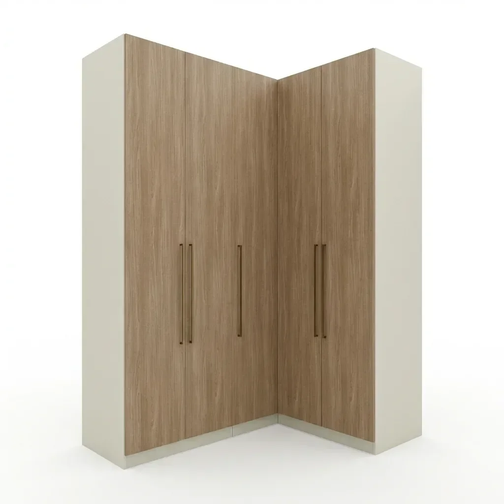 Ver imagem 2 de Guarda Roupa Modulado de Canto 5 Portas 3 Gavetas Seletto Areia/Jequitibá