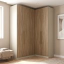Ver imagem 1 de Guarda Roupa Modulado de Canto 5 Portas 3 Gavetas Seletto Areia/Jequitibá Marrom